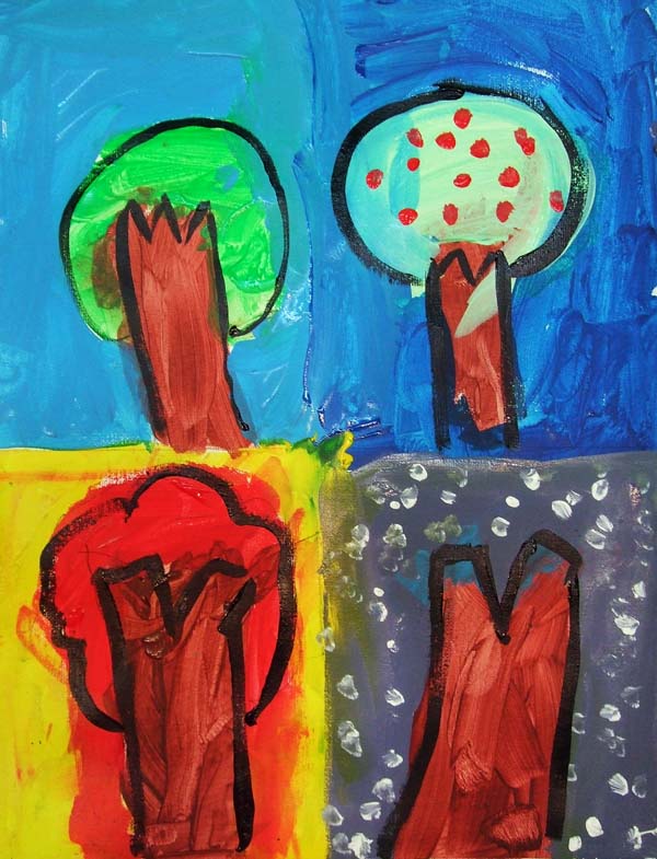 Artary Children Art Painting Four Seasons Trees Week 1 Year 2012