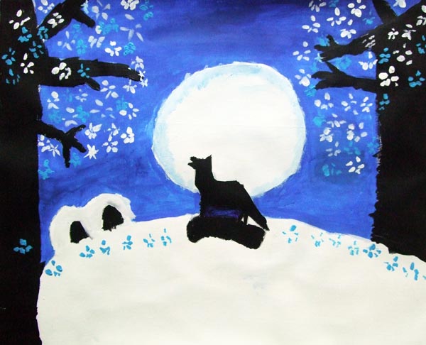 Artary Children Art Painting Howling Wolf Week 1 Year 2012