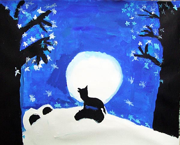 Artary Children Art Painting Howling Wolf Week 1 Year 2012