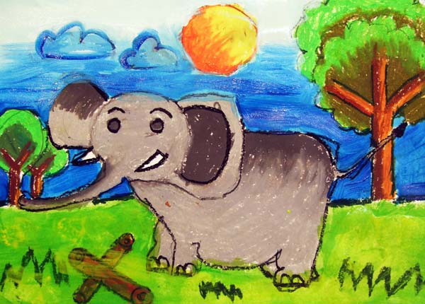 Artary Children Art Painting The Elephant's Trunk Week 2 Year 2012