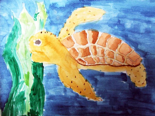 Artary Children Art Painting Turtle Paddle - Watercolour Week 2 Year 2012
