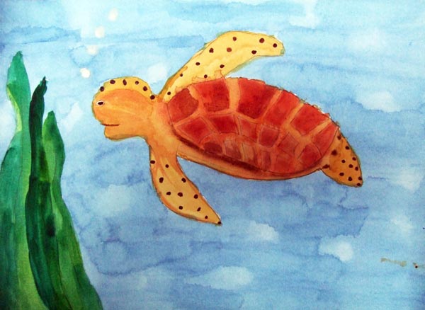Artary Children Art Painting Turtle Paddle - Watercolour Week 2 Year 2012