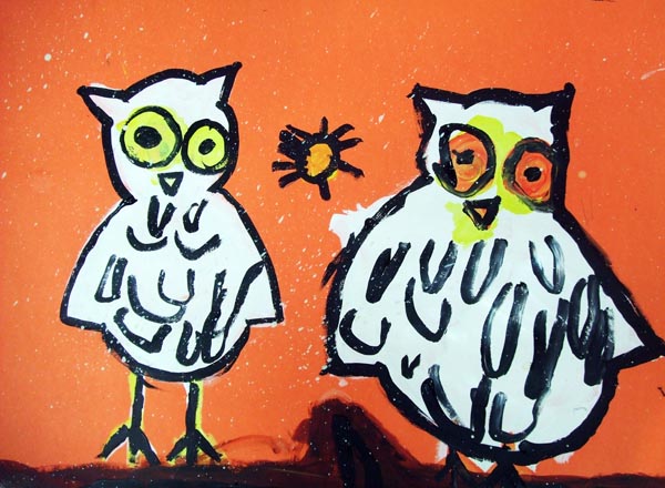 Artary Children Art Painting Enchanting Owls Week 6 Year 2012