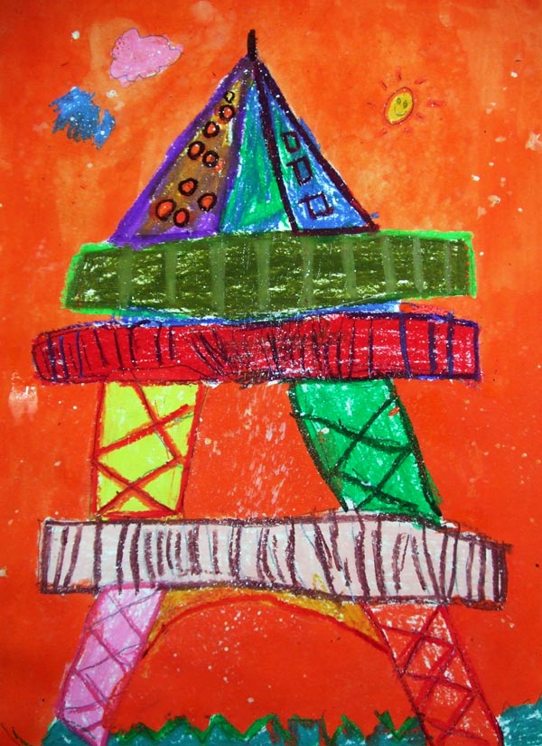 Artary Children Art Painting Eiffel Tower on Pastels Week 8 Year 2012