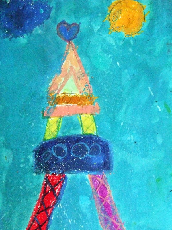 Artary Children Art Painting Eiffel Tower on Pastels Week 8 Year 2012