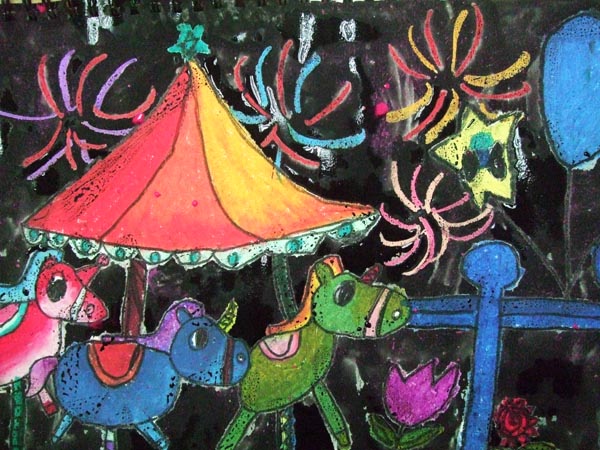 Artary Children Art Painting Carnival Carousel Week 13 Year 2012