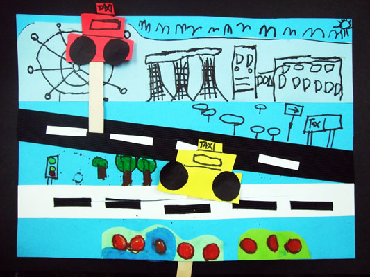Artary Children Art Painting Singapore Taxi Cabs Week 33 Year 2012