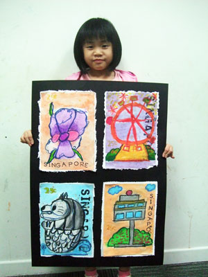 Artary Children Art Painting Singapore Stamp Collections II Week 34 Year 2012