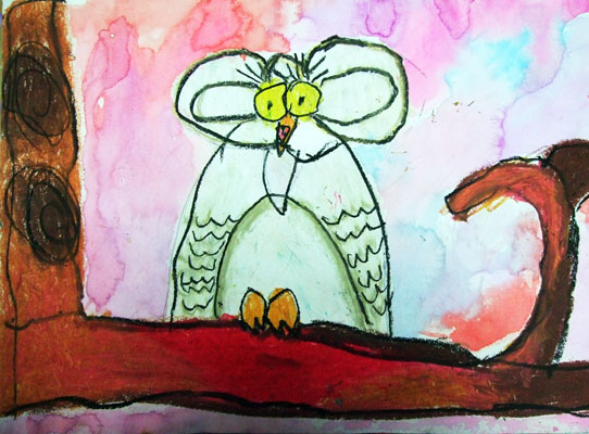Artary Children Art Painting Snowy Owl  Week 36 Year 2012