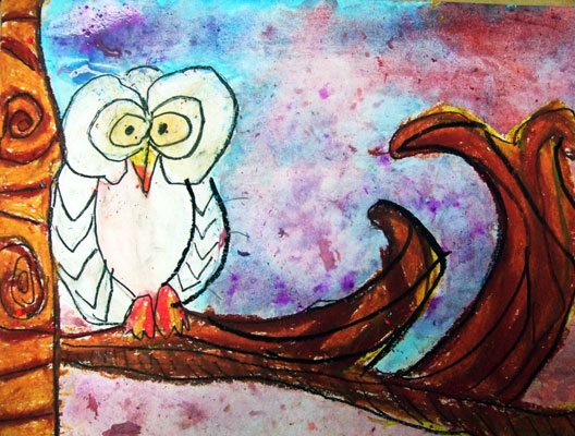 Artary Children Art Painting Snowy Owl  Week 36 Year 2012
