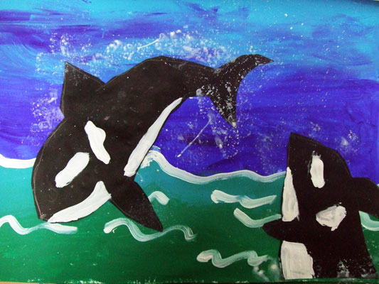 Artary Children Art Painting Whale Collage Week 37 Year 2012