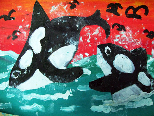 Artary Children Art Painting Whale Collage Week 37 Year 2012