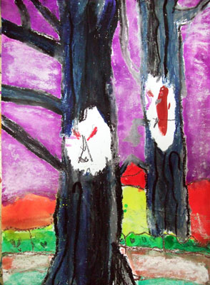 Artary Children Art Painting Scary Halloween Trees Week 40 Year 2012