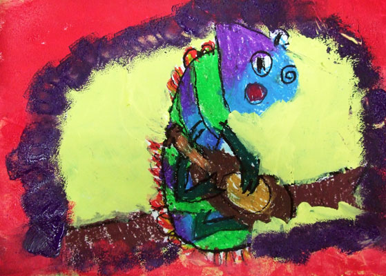 Artary Children Art Painting Sassy Chameleon  Week 44 Year 2012